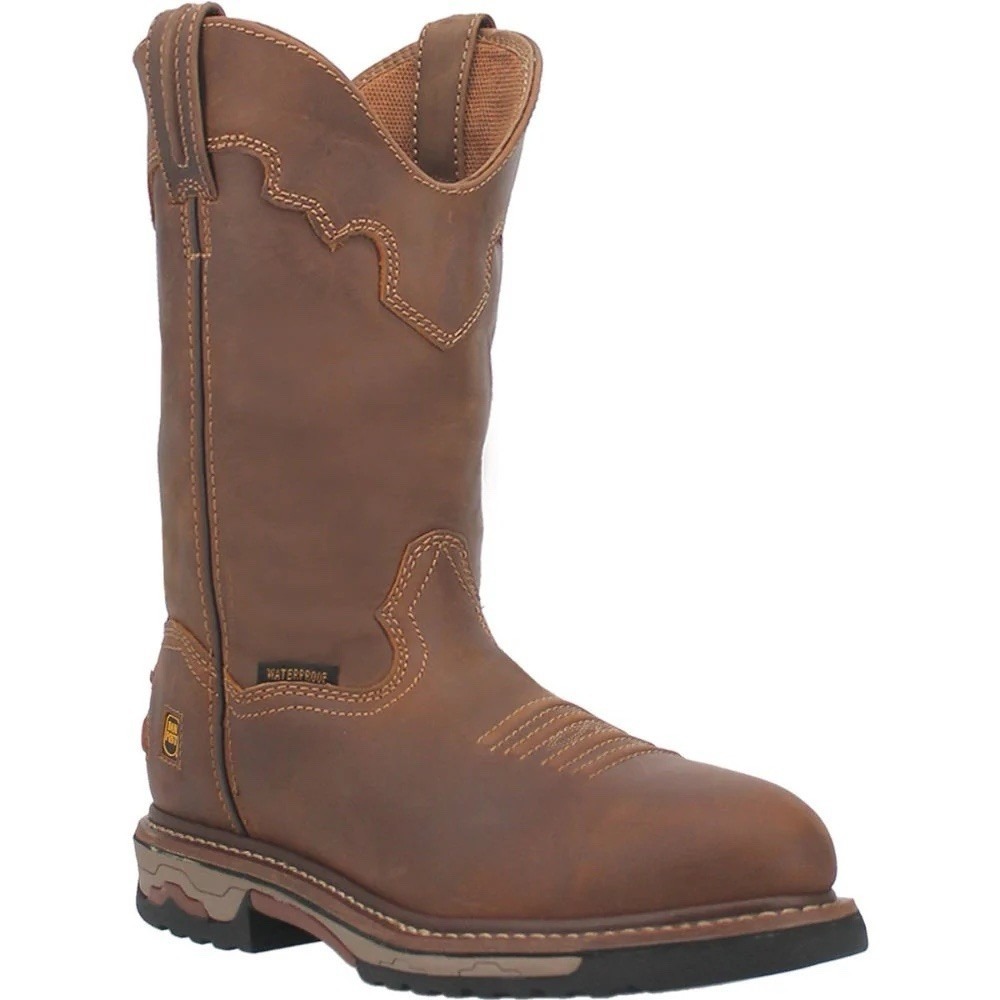 Dan Post Mens DP69502 Saddle Tan Waterproof Western Work Boots 11 M Round Toe